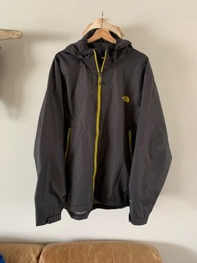 The North Face Black Rain Jacket with Yellow Trim